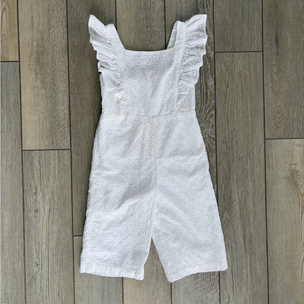 White Eyelet Ruffle Jumpsuit